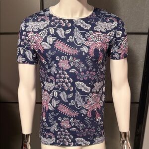Men's Navy Floral Crew Neck T-Shirt